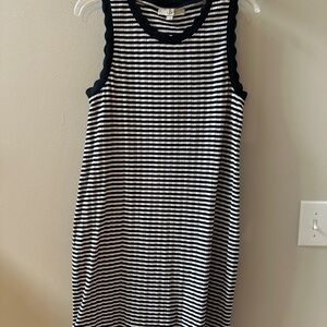LOFT Striped Sleeveless Dress - Navy & White